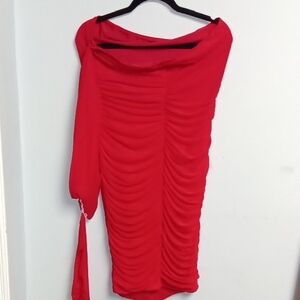 Elegant Red Off-Shoulder Dress